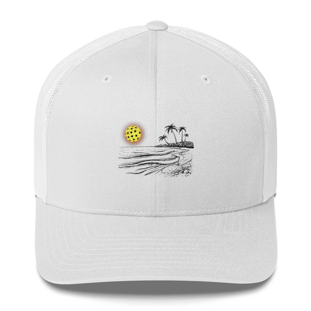 Pickleball Sun Beach Vibes Embroidered (With Black) Pickleball Trucker Hat