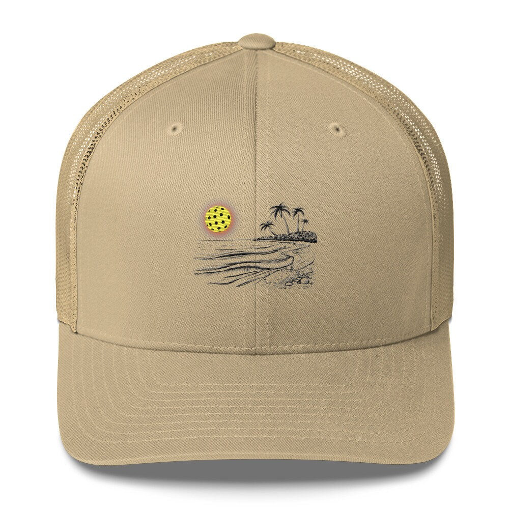 Pickleball Sun Beach Vibes Embroidered (With Black) Pickleball Trucker Hat