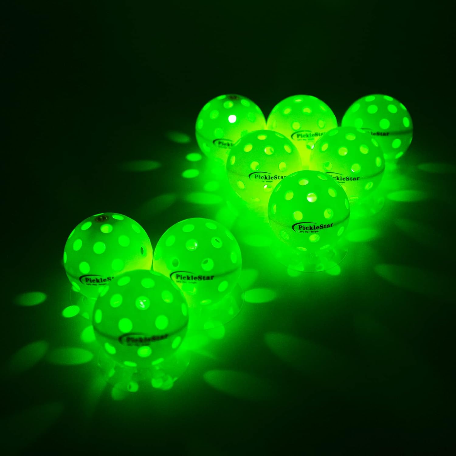 Picklestar LED Light up Pickleball Balls, Glow in the Dark Pickleball Balls, Offcial Size Outdoorpickleballs with Light 4 Pack LED Light up Pickle Balls, Unique Gift for Pickleball Lovers