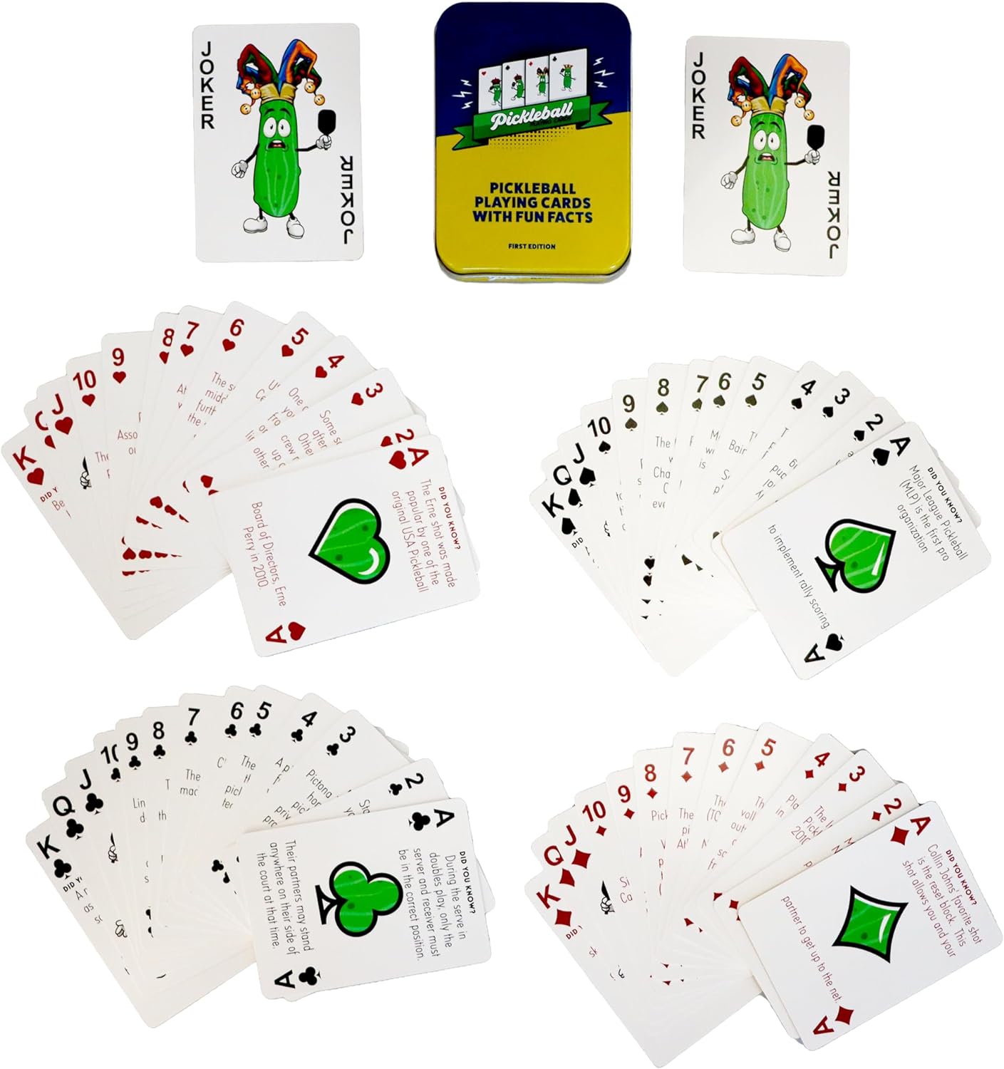 Pickleball Playing Cards with Fun Pickleball Facts