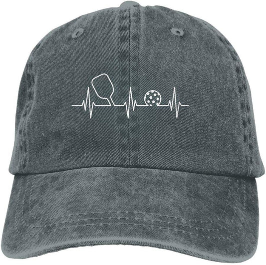 Pickleball Heartbeat Low Profile Plain Baseball Cap Adjustable Cap Dad Hat Unstructured Hat