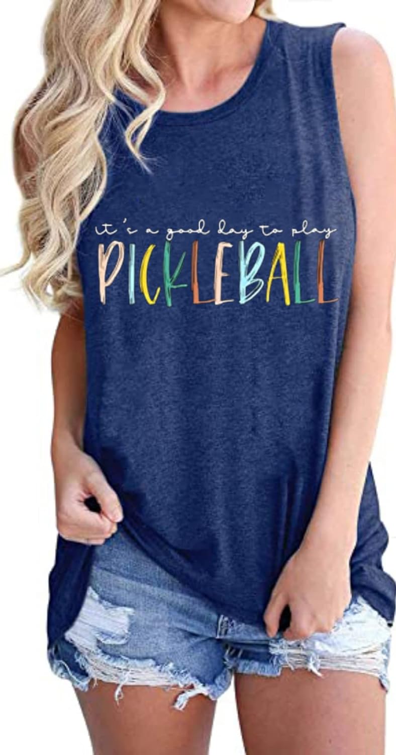 Women It’S a Good Day to Play Pickleball Tank Tops Cute Pickleball Lover Gift Shirt Summer Casual Sport Sleeveless Top
