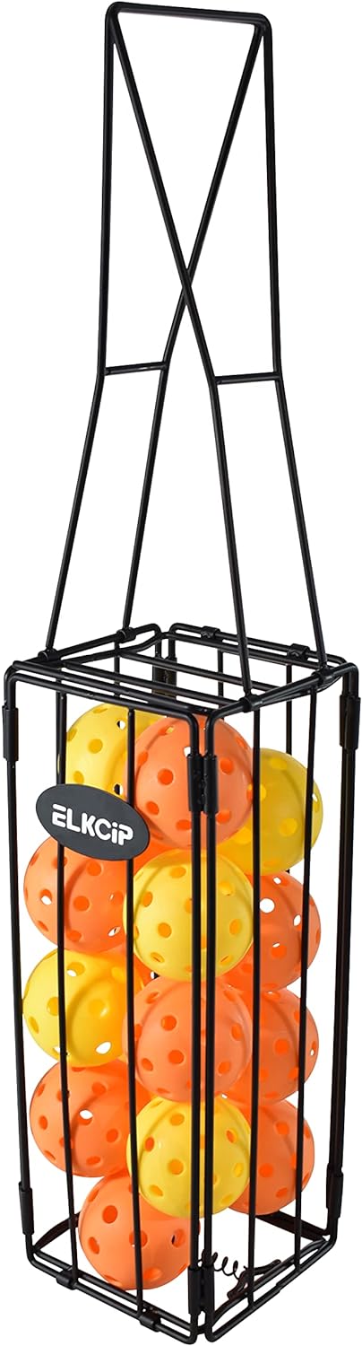 Portable Pickleball & Tennis Ball Collector - Pickle Ball Retriever Basket Carrier Gatherer Picker Hopper Container for Picking and Storage Training Tool for Ball