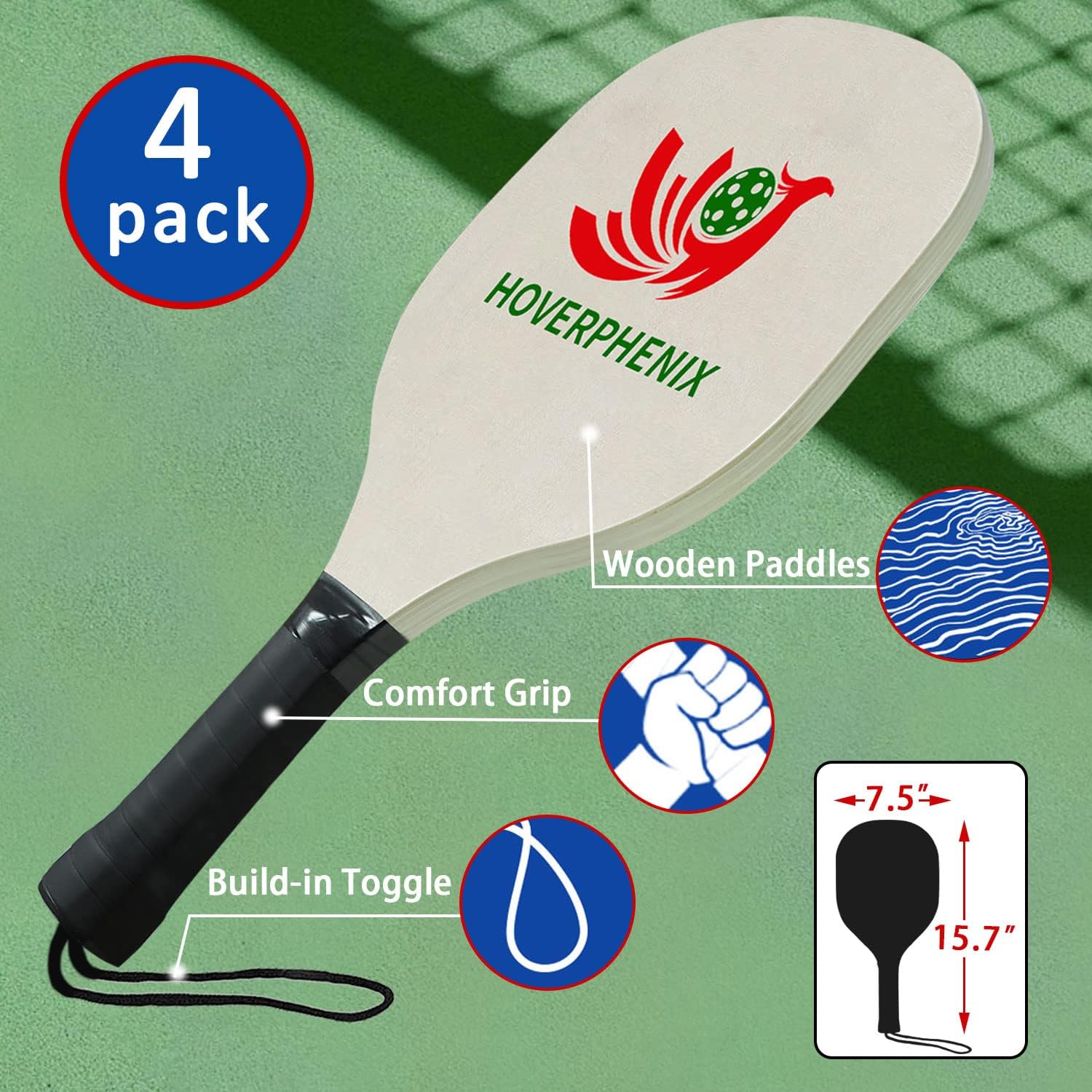 Pickleball Set with Net for Driveway Portable Regulation Size Pickleball Net System with Paddle Set of 4, Outdoor Pickleballs, Carry Bag, Weather Resistant Metal Frame