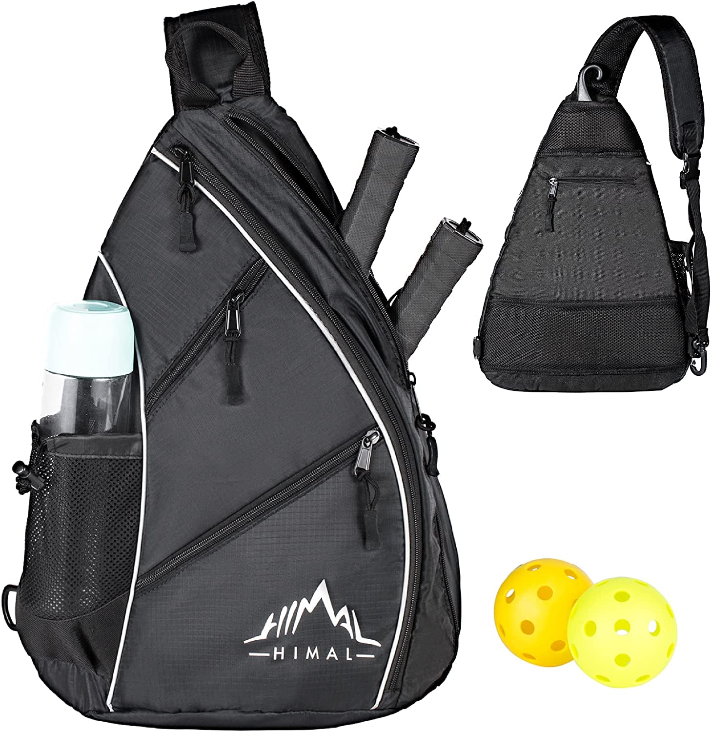 Pickleball Bag-Adjustable Pickleball,Tennis,Racketball Sling Bag-Pickleball Backpack with Water Bottle Holder for Men