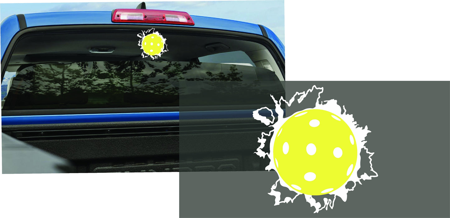 Pickleball Decal with Broken Window Car Decal, Pickleball Decal, Pickle Ball Love Car Decal, Funny Pickleball, Pickleball Bumper Sticker,