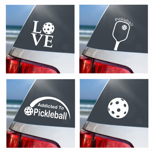 Pickleball Decal Bundle of 4 of My Most Popular Pickleball Stickers for Car Windows. Pickleball Paddle. Pickleball Ball. Love. Gift. Addict