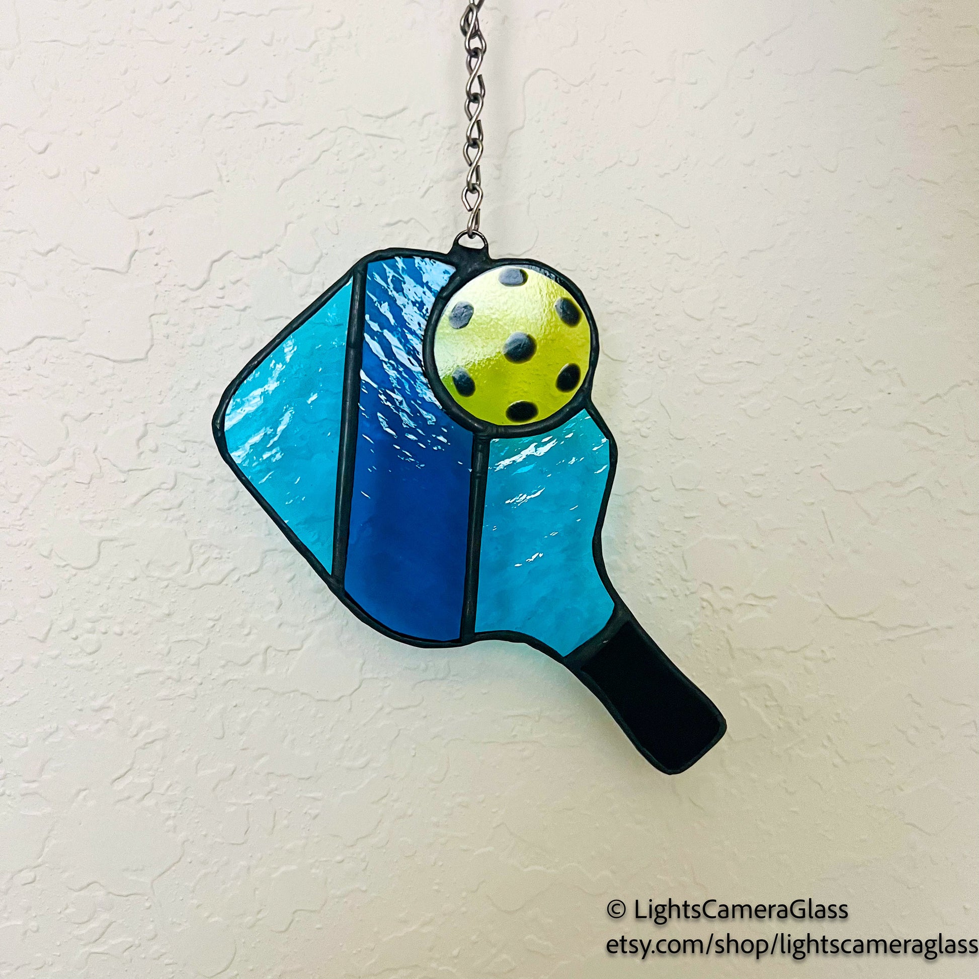 Stained Glass Pickleball Suncatcher-Stained Glass Pickleball Window Hanging-Pickleball Car Charm-Pickleball Ornament-Gift for Her-Pickleball