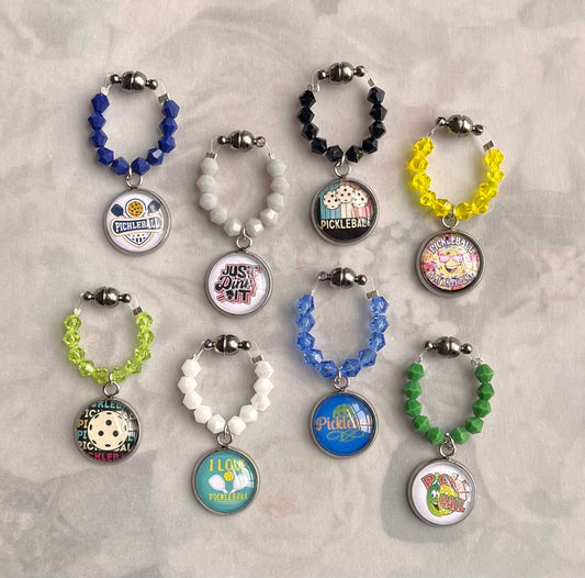 PICKLEBALL PERFECT Set of 8 Magnetic Wine Charms