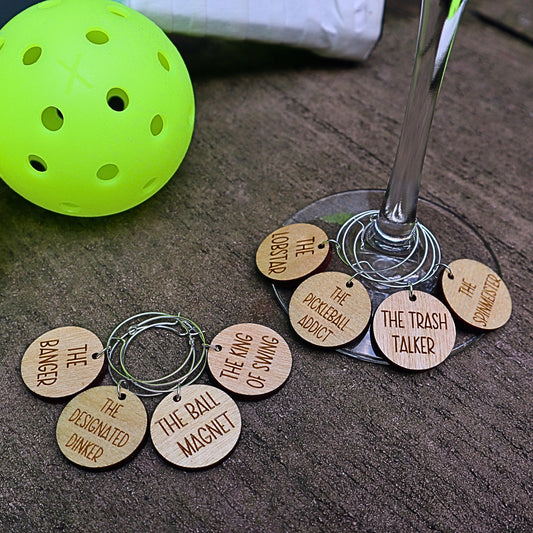 Pickleball Personalities Wine Charms Set of 8, Unique Pickleball Gifts for Women, Party Host Gift, Pickleball Party Favors, Wine Glass Charm
